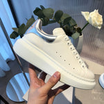 High Quality Women and Men White Shoes Size 34-44 Spring Lovers Genuine Leather flats shoes Women White Casual Shoes Alaxander