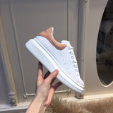 High Quality Women and Men White Shoes Size 34-44 Spring Lovers Genuine Leather flats shoes Women White Casual Shoes Alaxander