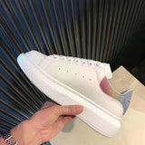 High Quality Women and Men White Shoes Size 34-44 Spring Lovers Genuine Leather flats shoes Women White Casual Shoes Alaxander