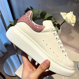 High Quality Women and Men White Shoes Size 34-44 Spring Lovers Genuine Leather flats shoes Women White Casual Shoes Alaxander