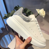 High Quality Women and Men White Shoes Size 34-44 Spring Lovers Genuine Leather flats shoes Women White Casual Shoes Alaxander