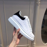 High Quality Women and Men White Shoes Size 34-44 Spring Lovers Genuine Leather flats shoes Women White Casual Shoes Alaxander