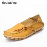 New Moccasins Women Flats 2019 Autumn Woman Loafers Genuine Leather Female Shoes Slip On Ballet Bowtie Women's Shoe Size 35-44