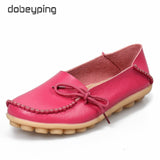 New Moccasins Women Flats 2019 Autumn Woman Loafers Genuine Leather Female Shoes Slip On Ballet Bowtie Women's Shoe Size 35-44